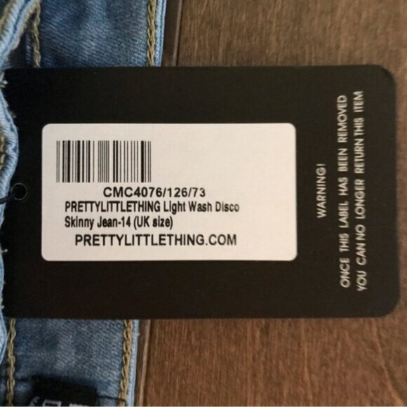 PrettyLittleThing Women's Light Wash Disco Skinny Jeans, Size 10 - Picture 6 of 10